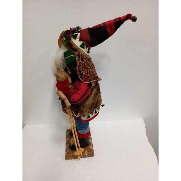 Vintage Large Santa Clause Figurine With Skis & Snow Shoes Christmas Decor - Picture 4 of 9